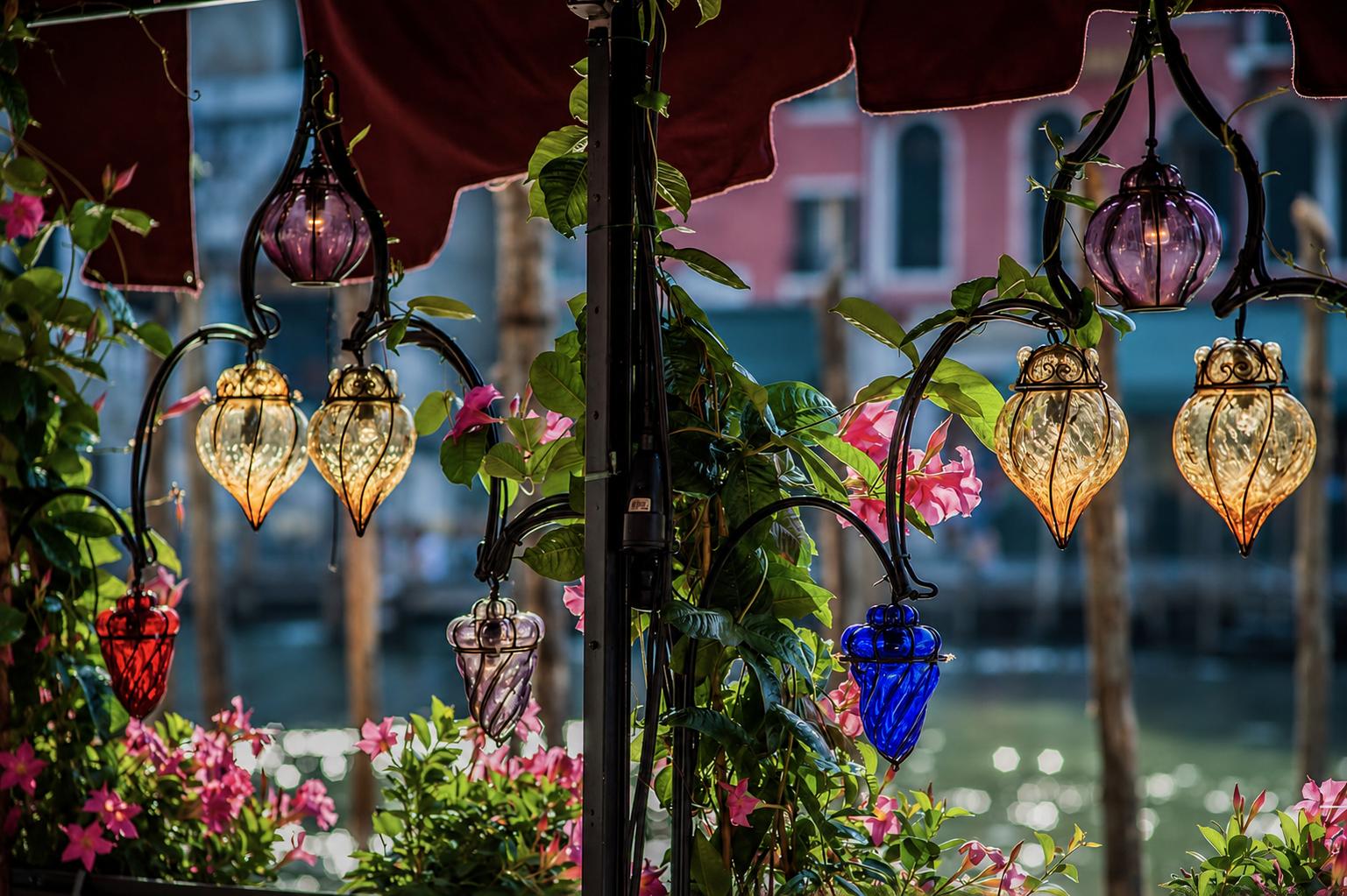 Lanterne di Murano sulla terrazza